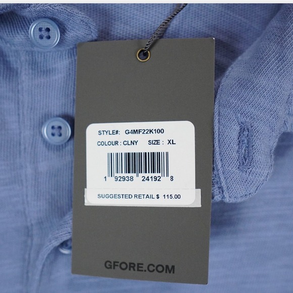 G/FORE Mens Extra Large Slim Fit Clubhouse Cotton Polo‎ Short Sleeve Shirt Blue - Picture 4 of 7